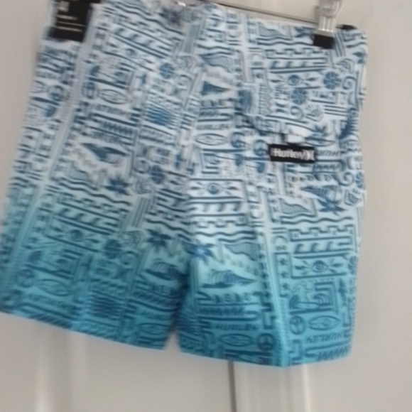 Hurley Blue and White Kids Swim Trunks - Picture 4 of 5